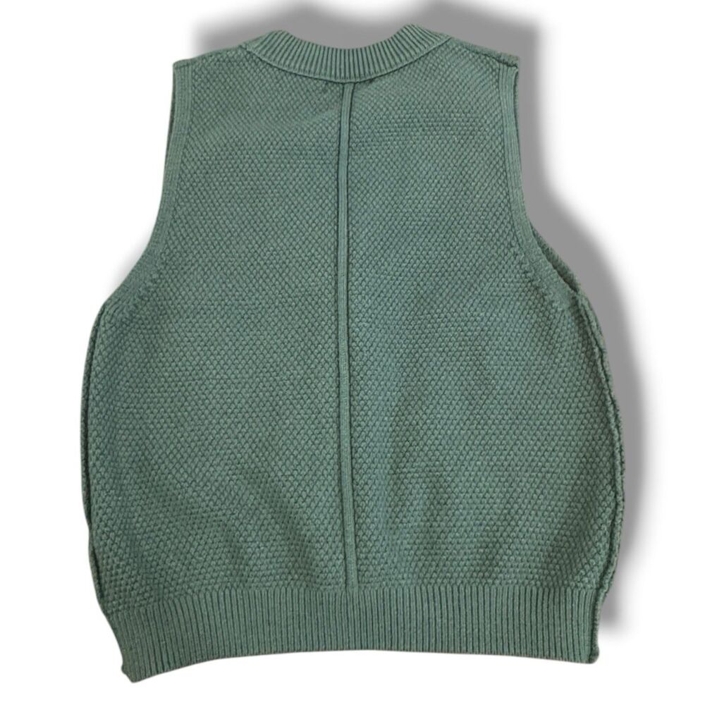 BeCool Cable Knit Button Down Sweater Vest Green Knit Casual Women’s Size M/L - Picture 2 of 9